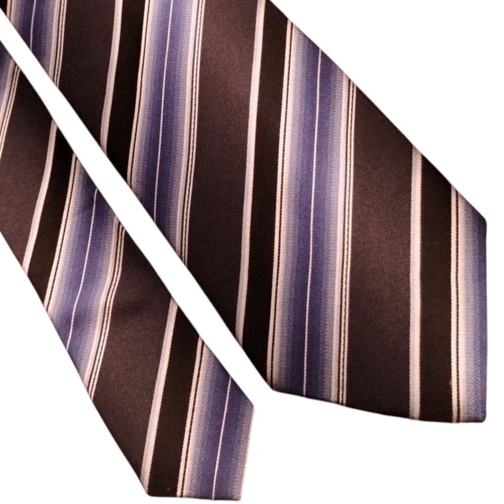 Geoffrey Beene Blue Stiped Mens Silk Neck Tie
